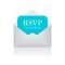 Rsvp letter in envelope vector icon