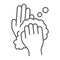 Rub hands palm to palm thin line icon, wash and hygiene, sanitary sign, vector graphics, a linear pattern on a white