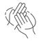 Rub hands palm to palm thin line icon, wash and hygiene, sanitary sign, vector graphics, a linear pattern on a white