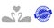 Rubber Beautiful Round Seal Stamp and Fractal Love Swans Icon Collage