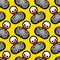 Rubber black duck pattern seamless. Children`s toy background. Baby fabric ornament