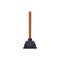 Rubber black plunger with brown wood handle flat style