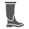 Rubber boot glyph icon, footwear and protection, galoshes sign, vector graphics, a solid pattern on a white background.