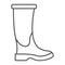 Rubber boot thin line icon, footwear and protection, galoshes sign, vector graphics, a linear pattern