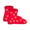 Rubber boots, cartoon dotted red gumboots isolated on white back