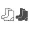 Rubber boots line and glyph icon. Garden footwear vector illustration isolated on white. Protection clothing outline