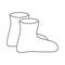 Rubber boots outline, cartoon simple gumboots isolated on white