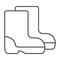Rubber boots thin line icon, farm garden concept, Rain boots sign on white background, Waterproof shoes icon in outline