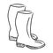 Rubber boots wellies vector hand drawn illustration isolated on white background. Vintage engraved drawing made in doodle style.