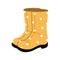 Rubber boots yellow color icon with polka dots. Shoes for garden, farm isolated on white background. Flat vector illustration