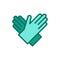 Rubber cleaning gloves color line icon. Isolated vector element.