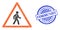 Rubber Communist Stamp and Hatched Pedestrian Man Warning Mesh