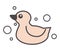 Rubber duck for bathing, duckling with bubbles vector