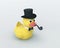 Rubber duck with black hat and smoking pipe, included clipping p