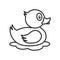 Rubber Duck Outline Flat Icon on White