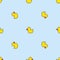 Rubber duck pixel art pattern seamless. 8 bit toy background. pixelated texture