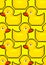 Rubber duck pixel art pattern seamless. 8 bit toy background. pixelated texture