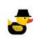 Rubber duck punk. Duck toy punker. yellow punky