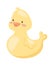 Rubber duck toy cartoon bath yellow character flat vector.