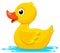 Rubber duck on the water on a white background