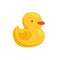 Rubber duckling for a bath. Toy yellow duck.