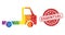 Rubber Essential Stamp and Bright Colored Delivery Car Chassi Mosaic