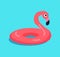 Rubber Flamingo Ring Isolated on Blue Background