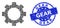 Rubber Gear Round Stamp and Recursive Gear Icon Mosaic