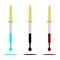 Rubber and glass color pipettes with paint and drop. Icon set in flat style. Isolated vector illustration on white background.
