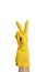 Rubber gloves for cleaning. Preparing for cleaning. Hands clean after cleaning. Squeaky people. Rubber gloves on the hand. Rubber