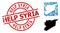 Rubber Help Syria Badge and Stencil Climate Pattern Map of Syria