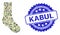 Rubber Kabul Stamp and Military Camouflage Composition of Sock