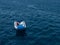 Rubber motor boat Zodiac on the background of the blue sea.