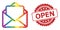 Rubber Open Stamp and Bright Colored Open Letter Mosaic