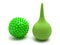 Rubber pear and green ball