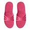 Rubber pink slippers for the pool, top view, isolated vector drawing