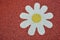 Rubber playground surface with white flower