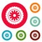 Rubber protector icons circle set vector