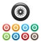 Rubber protector icons set color vector