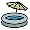 Rubber round pool icon, outline style