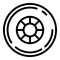 Rubber skateboard wheel icon, outline style