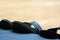 Rubber slippers lined up at the stair with natural background