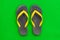 Rubber Slippers Placed on a green background