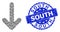 Rubber South Round Stamp and Recursive Down Arrow Icon Composition