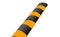 Rubber speed bump with pipes, yellow and black stripe, vector  illustration