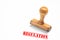 Rubber stamp with regulation sign on white background