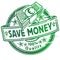 Rubber stamp with save money