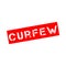 Rubber stamp with text curfew