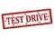 Rubber stamp with text test drive inside