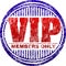 Rubber stamp Vip. Members only. In red and blue colors.